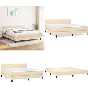 vidaXL Boxspring met matras stof crèmekleurig 180x200 cm - Boxspring - Boxsprings - Bed - Slaapmeubel