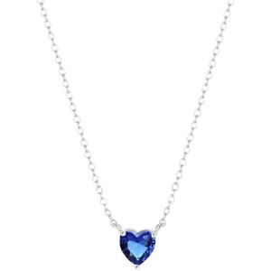 Lucardi Dames Ketting Love month stones hart - Echt Zilver - Ketting - Cadeau - Moederdag - 45 cm - Zilverkleurig