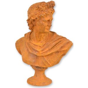 Buste van Julius Caesar gietijzer roestig – authentiek rustiek beeld Romeinse keizer – decoratieve antieke stijl voor woonkamer, kantoor of studeerkamer