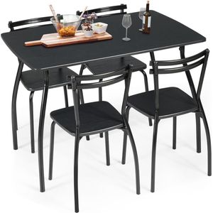 Eettafel met 4 Stoelen Set - Modern Design voor Woonkamer en Keuken - Ergonomische Rugleuning en Stabiele Constructie