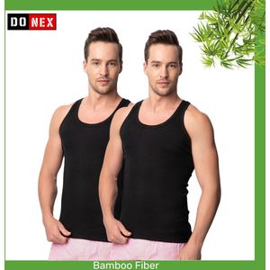 2 pack DONEX® luxe bamboe heren onderhemd - Zwart - Maat L