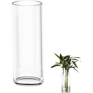 30 cm glazen vaas, grote heldere glazen vaas, rond, smalle vaas, heldere bloemenvaas, cilindrisch glazen vaas voor orchideeën, rozen, tulpen, pampasgras, tafeldecoratie, kaars enz