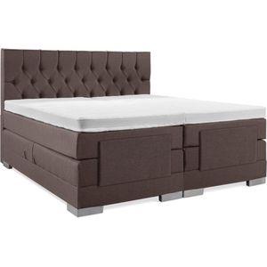 Soft bedden Elektrische Boxspring - 120x210 - Incl. Gecapitonneerd hoofdbord - Notenbruin met plint