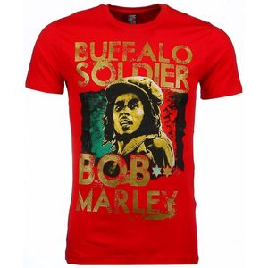 T-shirt - Bob Marley Buffalo Soldier Print - Rood