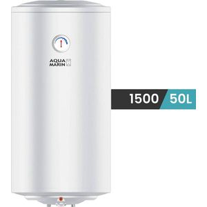 Aquamarin - Boiler - Elektrische boiler - Boiler 50 liter - Waterboiler - Waterverwarmer - Met ingebouwde thermometer - Antikalk - 1500W - 17,4 kg - Wit - H 68,5 cm x B 41 cm