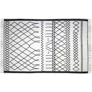 HSM Collection Vloerkleed - katoen - 180x120 cm - wit/zwart