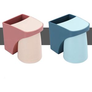 Tandenborstelhouder - 2 Stuks - Hangende tanden borstel houder - Zelfklevende tandenborstelhouder - Eenvoudig te installeren - Badkamer accessoires - Zonder boren - Wandgemonteerde - Voor badkamer - 11.5×8.3×12cm - Rood, Blauw