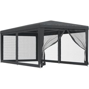 vidaXL Partytent - Partytenten - Tuinhuisje - Paviljoen - Partytent met 6 mesh zijwanden 3x6 m HDPE antracietkleurig