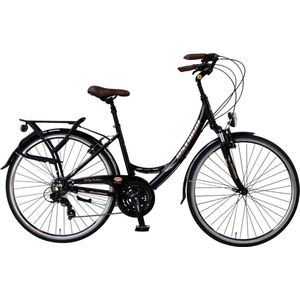 Stadsfiets hyped 28 inch - Met 21 versnellingen - Framemaat 46 cm - V-brakes - Dames & herenfiets - Zwart