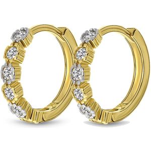 Juwelier Zwartevalk - 14 karaat gouden bicolor oorbellen met zirkonia 12.239--