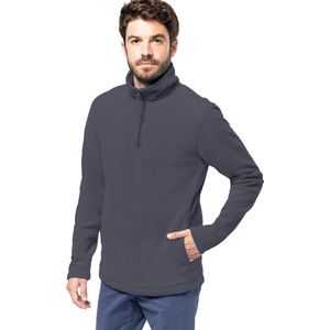 Kariban Fleece trui - donkergrijs - halve ritskraag - warme winter sweater - heren - polyester XL