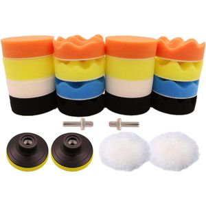 22 Stuks Buffer Polijsten Pads voor Boor - 3 Spons Buffing Pad Inclusief M10 Boor Adapter Bevestiging voor Auto Polijstmachine Schuren Waxen