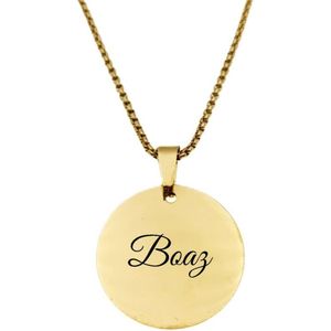 Ketting RVS Met Naam Gravering - Boaz - Goud - Rond