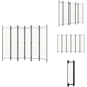 vidaXL Ruimteverdeler - vrijstaand kamerscherm 240x180cm - crèmewit - gepoedercoat ijzer - Kamerscherm