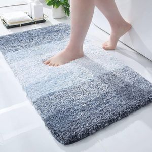 Zacht Antislip Badkamertapijt - 40 x 60 cm - Hoogpolig en Wasbaar - Microvezel & Absorberend - Blauw