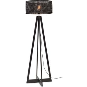 GOOD&MOJO Vloerlamp Java - Bamboe Zwart - 50x50x145cm - - Staande lamp voor Woonkamer - Slaapkamer
