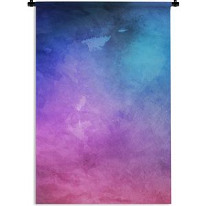 Wandkleed Waterverf Abstract - Abstract werk gemaakt van waterverf en blauwe met roze vlekken Wandkleed katoen 120x180 cm - Wandtapijt met foto XXL / Groot formaat!