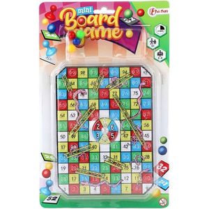 ToiToys Mini bordspel - Ladderspel of Erger-je-niet - Mens erger je niet - Reizen - Spel - Spelletjes - Vakantie - Mee op reis - Reisspel - Vliegtuigspel - Kinderen - Volwassenen - Bordspel - Thuis - Familie - Cadeau - Makkelijk mee te nemen onderweg