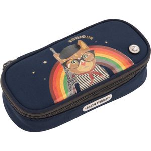 Jack Piers Pennenzak/Pencil Case Paris Cat - 4x9x21cm - Blauw