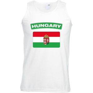 Singlet shirt/ tanktop Hongaarse vlag wit heren S