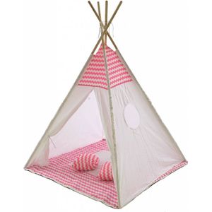 Speeltent - Tipi Tent - Met Grondkleed & Kussens - Speelhuisje - Tent voor kinderen - Roze