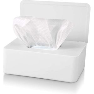 Tissue Box Case met deksel, natte doekjes Dispenser houder, stofdichte servet opbergdoos voor thuiskantoor auto (wit)