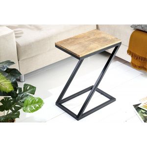 industrieele bijzettafel BUTLER 30cm naturel mangohout metaal zwarte salontafel Z-Design - 42574