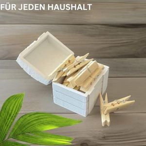 Wasknijpers van bamboe, 50 stuks, 8 cm lang, milieuvriendelijke klemmen voor het ophangen van memo's, foto's en notities, doe-het-zelfprojecten en wasgoed