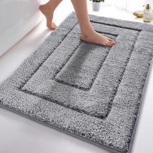Badmat antislip wasbaar zachte badmat waterabsorberend microvezel badmat voor douche badkuip en toilet grijs 70 x 120 cm (70 x 120 cm) Badmat
