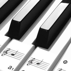 Verbeterde Pianostickers - piano - stickers - Keyboard - Leer noten lezen - Piano leren spelen - Verwijderbaar - Transparant - Voor 49, 61 of 88 toetsen