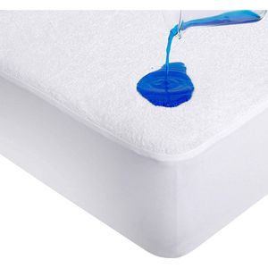 Deze vernieuwde Waterdicht Matrasbeschermer-Hoeslakenbadstof-Antibacteriëel-Rondom Elastiek is de ideale oplossing voor het beschermen van de matras tegen vloeistoffen-Wit -1Persoons- XL 90x220-cm