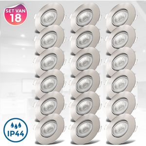 B.K.Licht - LED Inbouwspots - set van 18 - dimbaar - kantelbaar - Ø9cm - 3.000 K - 5W