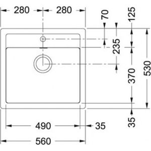 SID 610 tectonite spoelbak, 560x530 mm, zwart