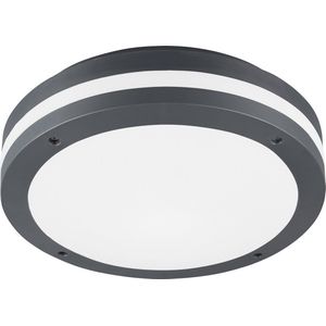 LED Plafondlamp - Torna Keraly - Opbouw Rond - Bewegingssensor - Waterdicht - 12W - Mat Antraciet - Kunststof