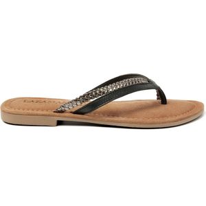 Lazamani Bibi Leren Dames Slippers Black Maat 41