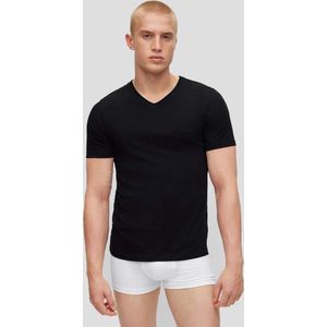 HUGO BOSS Classic T-shirts regular fit (3-pack) - heren T-shirts V-hals - zwart - Maat: M