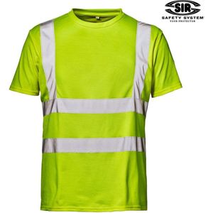 SIR SAFETY MISTRAL UV HiVis Geel T-Shirt - Werkshirt Hi Vis UV-bescherming Reflecterende Banden Bouw Wegwerkzaamheden Fietsen