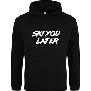 SKI YOU LATER Hoodie | Sweater | Capuchon | Trui | Hooded | Print | Zwart | Maat L
