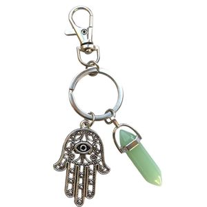 Sleutelhanger Hamsa – Hand van Fatima – Groene Kristal