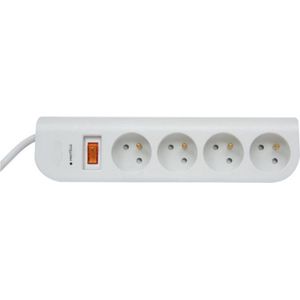 Witte Stekkerdoos Met 4 Stopcontacten - 2P+T - 16A - Compact En Geaard Voor Veilig Thuisgebruik