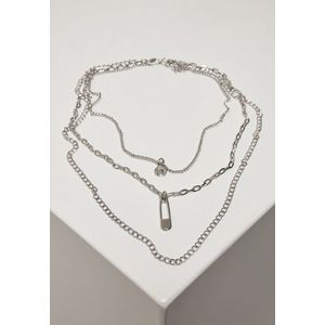 Urban Classics - Safety Pin Layering Ketting - Zilverkleurig