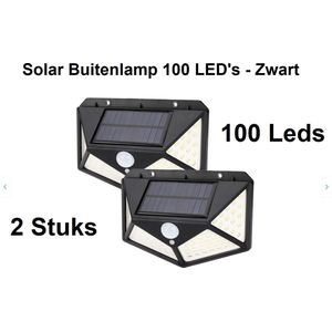 Solar Buiten Lamp - Set van 2 Stuks - Bewegingssensor - 100 LED - Waterdicht - Buiten & Tuin sensor - Buitenverlichting - Zonne-energie