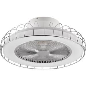 LED Plafondlamp met Ventilator - Plafondventilator - Trion Ford - 30W - Aanpasbare Kleur - Afstandsbediening - Dimbaar - Rond - Chroom - Metaal