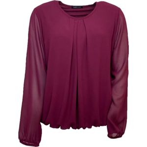 Pink Lady dames blouse - blouse uni dames - bordeaux uni - lange mouwen - BG201 - maat 52