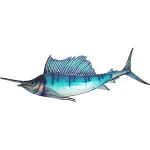 Eurocatch Sailfish - Muurdecoratie 110cm - 3-D Metaal en Glas - Kunst - Cadeau Idee - Vaderdag