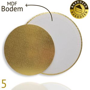 Bakdozen.nl Taartonderlegger - Taartonderzetter - Cake Board - Goud - Rond - 5 stuks - 9 inch - 23 cm - MDF - Cakeboard