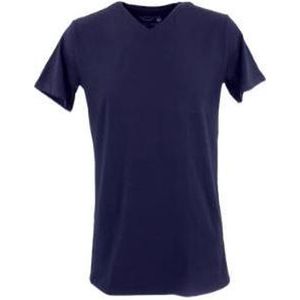 BAS(ic) Extra lang T-Shirt V-neck - 96% Eco katoen - Wit - Zwart