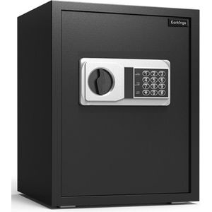 Earkings Kluis 40x38x32 cm met Cijferslot - Kluis Elektronisch Geldkist - Inclusief Bevestigingsmateriaal, Twee Noodsleutels en Alarm Slot