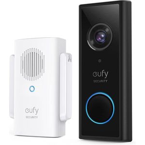 eufy Security, Zwart en wit,Draadloze videodeurbel (op batterij) met 2K HD