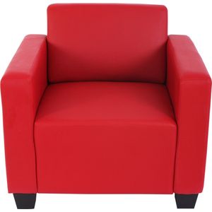Modulaire fauteuil loungestoel met voetenbank Lyon, kunstleer ~ rood